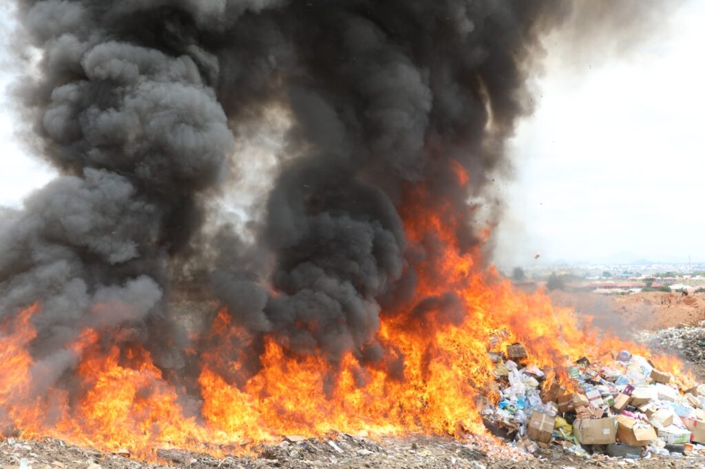 NAFDAC Burns Counterfeit Medicines and Banned Drinks Valued at N1.8 Billion