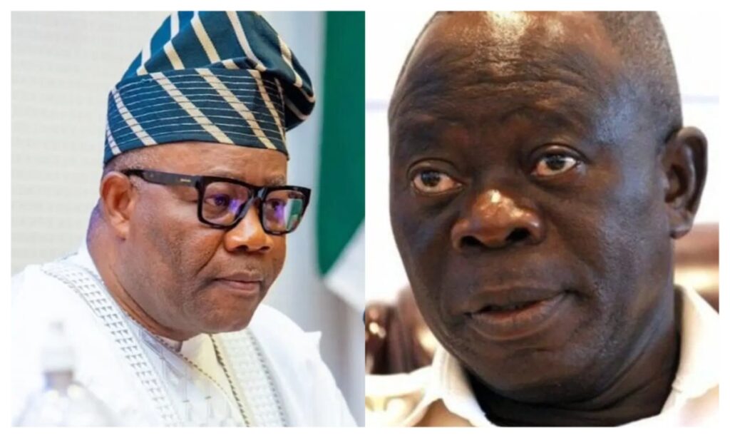 Lead by example: Oshiomhole calls on Akpabio to quit Senate leadership